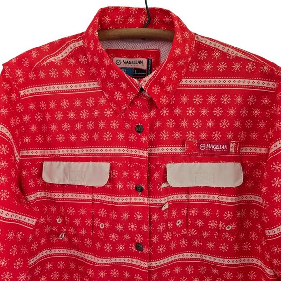 Magellan Outdoors Fish Gear Womens Red Holiday Relaxed Fit Shirt Large - Picture 6 of 16